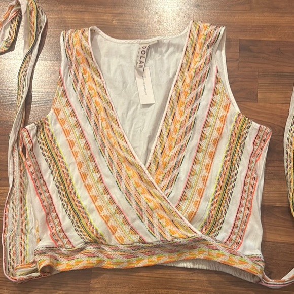 Anthropologie Orange Tan Sleeveless Wrap Tank Top - Picture 1 of 5